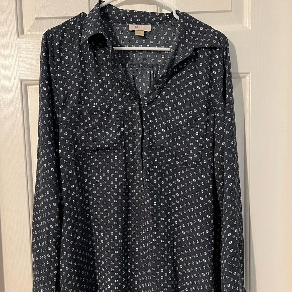 Loft blue long sleeve blouse, long